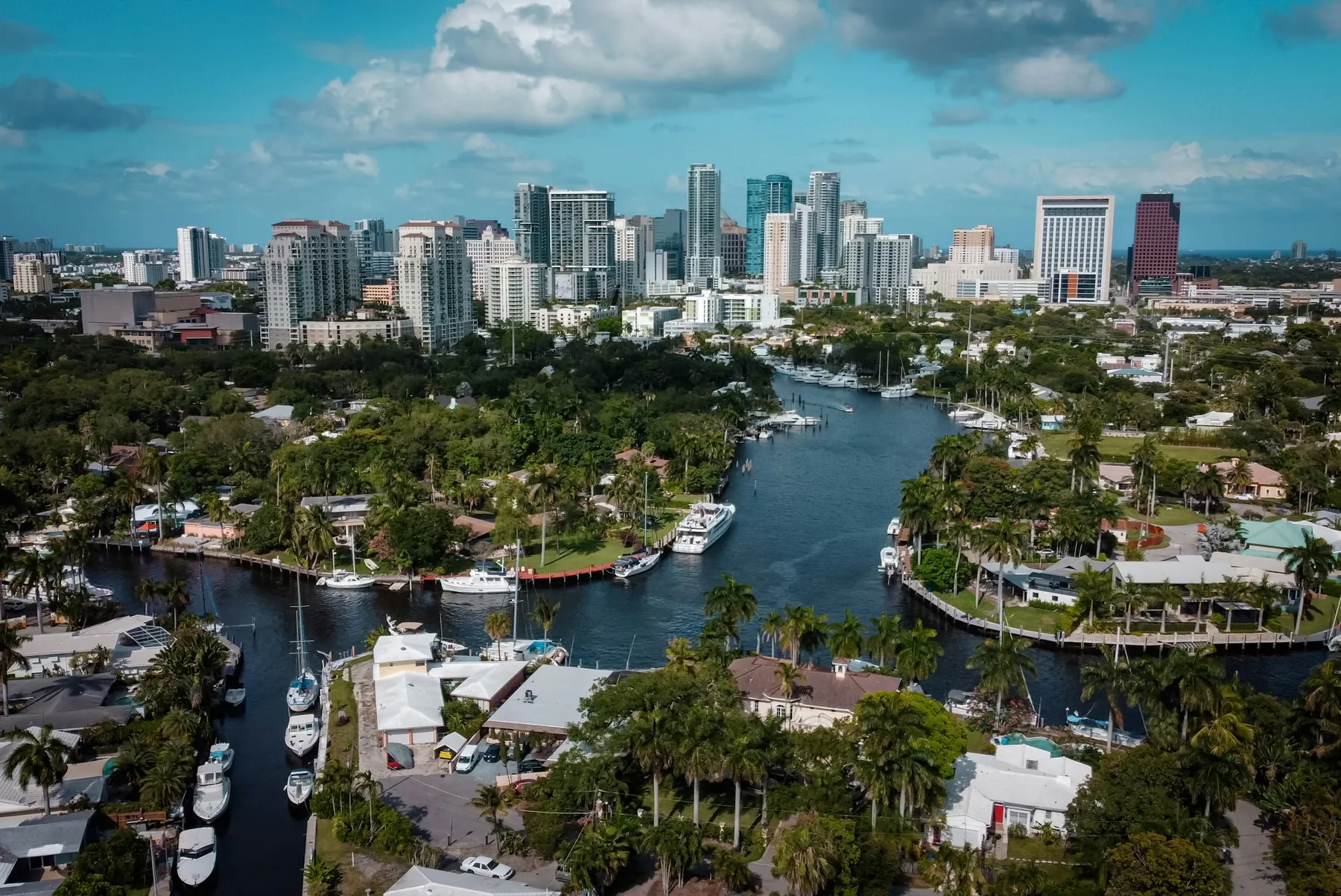 Fort Lauderdale canals and skyline from the air