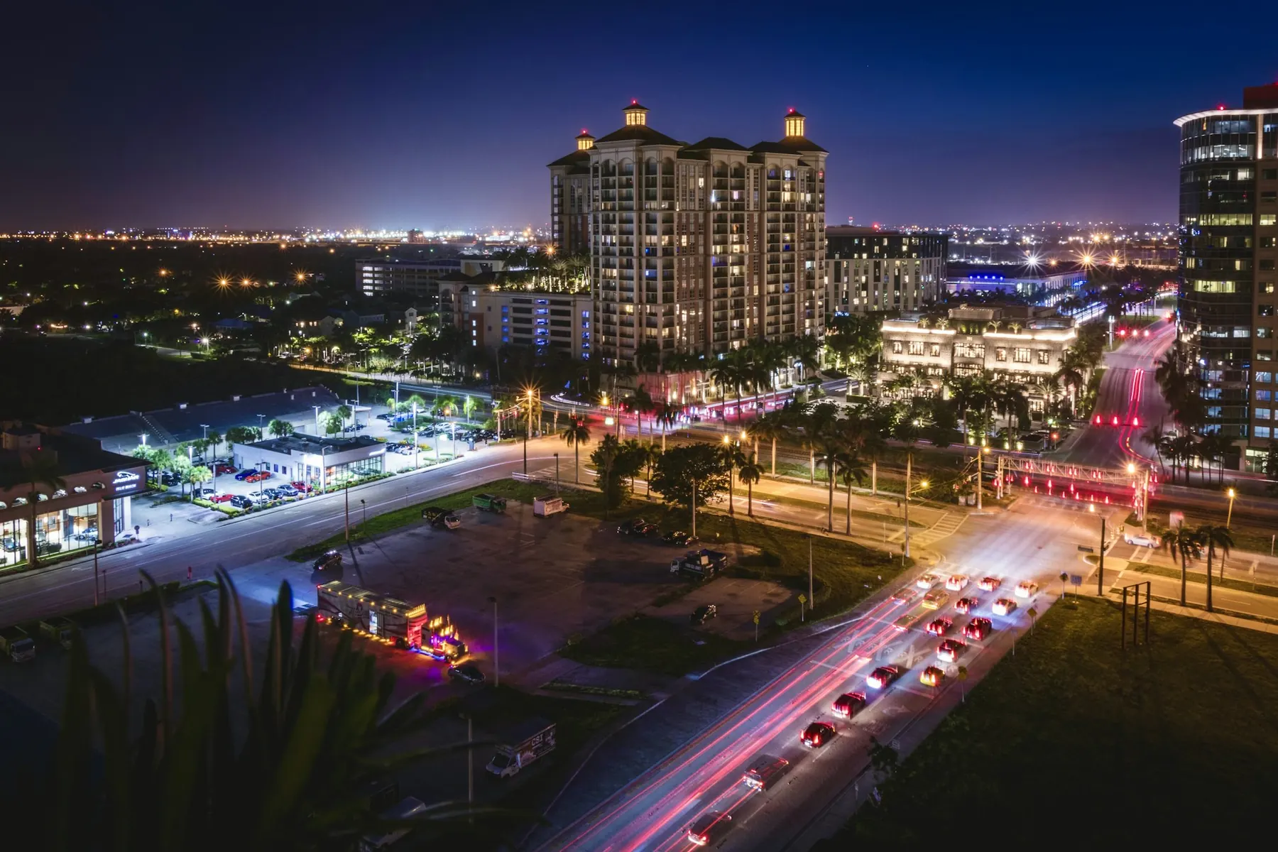West Palm Beach waterfront at night